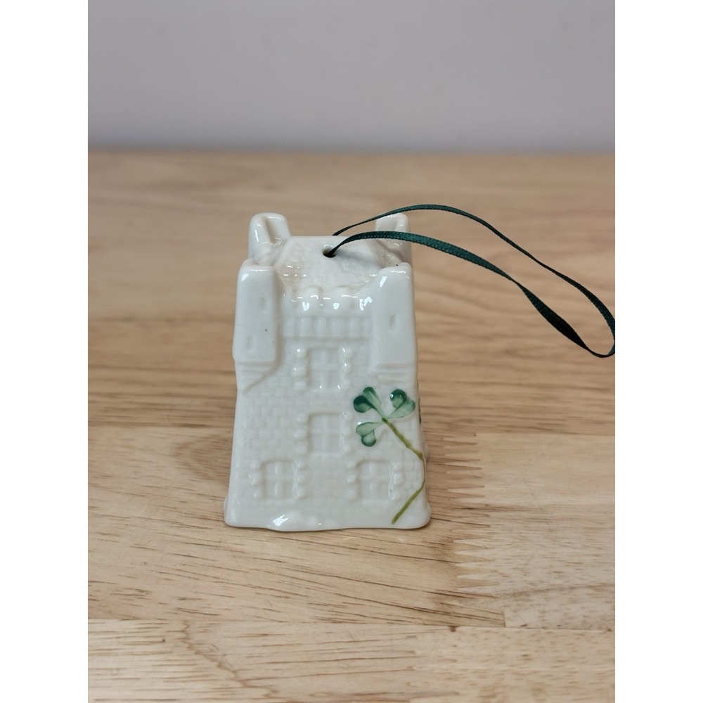 1994 Belleek Ireland Castle Bell 7th Edition Christmas Ornament Shamrock AA